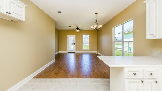Reverse view of the living area and kitchen