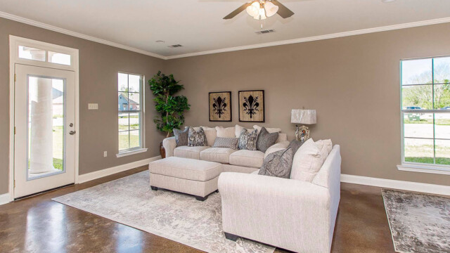 Living room of the Magnolia model home in Magnolia Springs